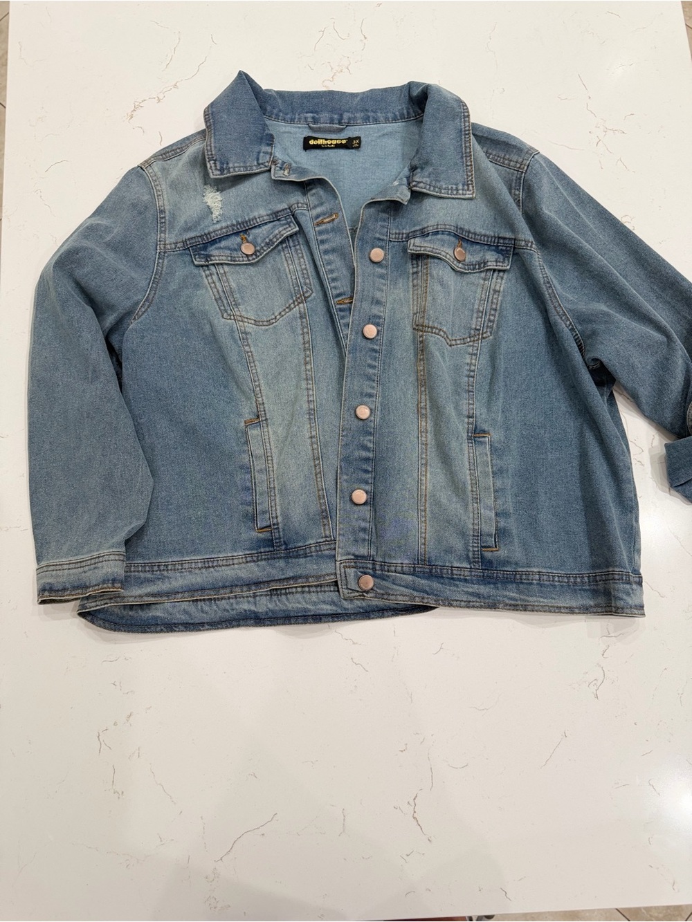 Dollhouse Plus Size Distressed Denim Jacket